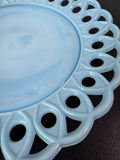 Challinor & Taylor Blue Milk Slag Glass Scroll & Eye Plate