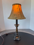 Ornate Resin & Metal Lamp with Botanical Shade (WORKS)