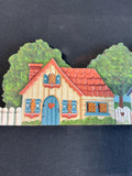 Hand Painted Country Village Wooden Over the Door Decor