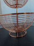 Copper Tone Metal 2-Tier Pedestal Fruit Basket