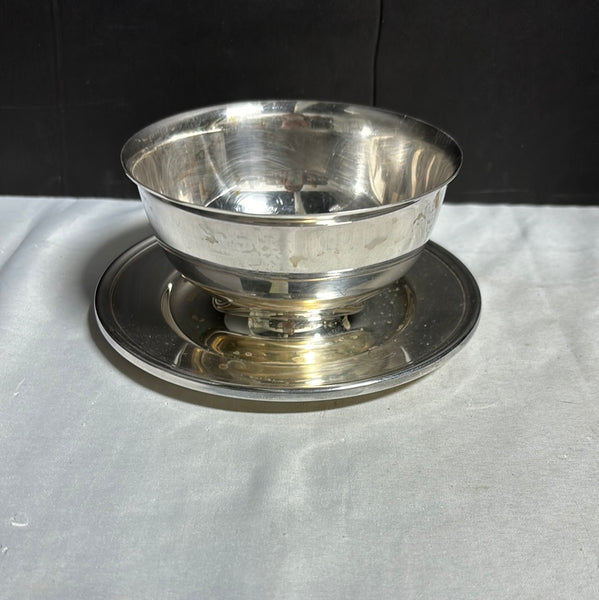Gorham Silver Plated Round Bowl w/ Attached Plate
