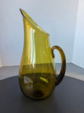 Blenko Style Amber Slanted Blown Glass Pitcher