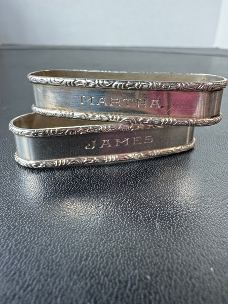 2-Piece Engraved Sterling Silver Napkin Rings
