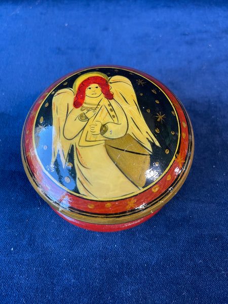 Terry’s Village Round Wooden Trinket Angel Box