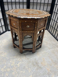 Octagonal Inlay Side Table with Folding Base