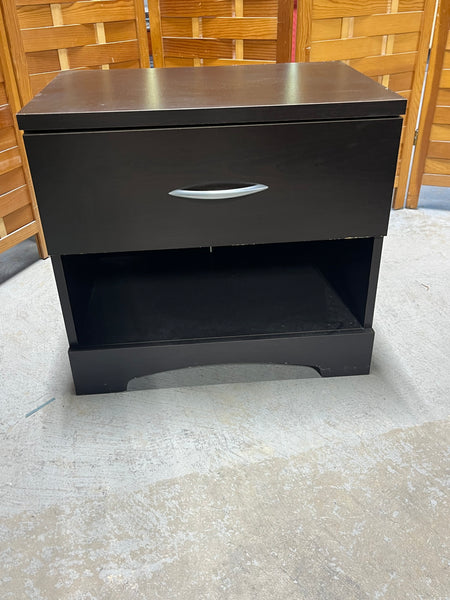 Particle Board Night Stand, dark brown, cardboard backing