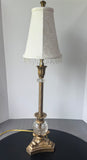 Ornate Glass & Gold Resin Buffet Lamp with Bead Fringed Shade (WORKS)