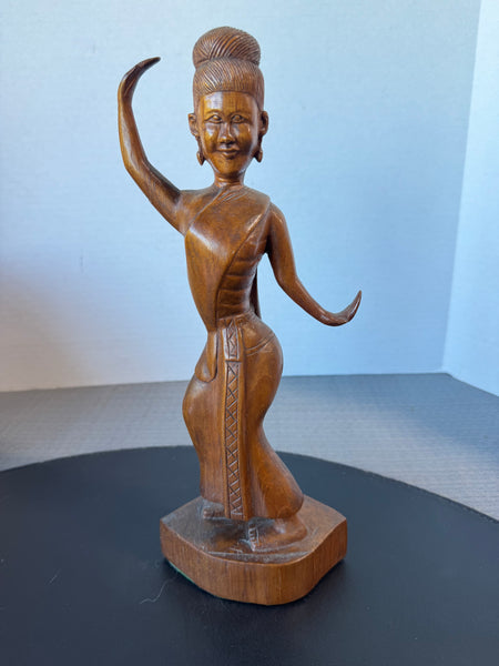 Hand Carved Wooden Vintage Balinese Dancer Sculpture