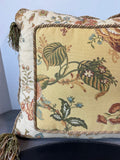 Aubusson Style Floral Throw Pillow with Tassels
