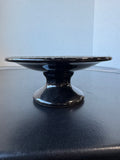 Black Pebble Look Ceramic Pedestal Trinket Dish