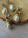 Pair of Vintage Faux Pearl & Gold Tone Earrings (E)