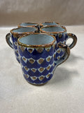 Set Of 5 Brown And Blue Coffee Mugs Made In Tonala Mexico