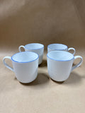 Royal Copenhagen Fluted Blue Rim First Quality Coffee Mugs #491 - Set Of 4 (D)