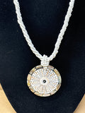Round Shiva Shell Pendant on Beaded Necklace
