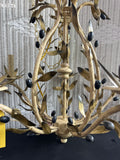 Italian Tole Painted Metal Olive Tree Chandelier