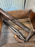 Primitive Large Vintage Wooden Carpenter’s Tool Caddy with Some Tools & Nails