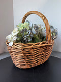 Woven Hand Basket with Faux Hydrangeas