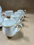 13 - Piece White And Gold Koran China Teacups Saucers And Sugar Dish