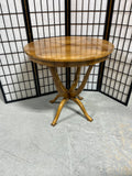 Round Wooden Occasional Table with Mid Century Flair