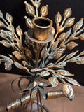 Pair of Metal Bundled Wheat Candle Holders