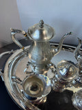 Fisher 5-Piece Sterling Silver Tea Set with Silver Plate Serving Tray