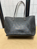 Coach City Toti in Perforated Crossgrain Leather;  Black Exterior with Blue Backed Butterfly Cutouts