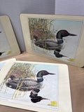 4 Piece Common Loon With Young Cork Back Placemats - Set Of 4