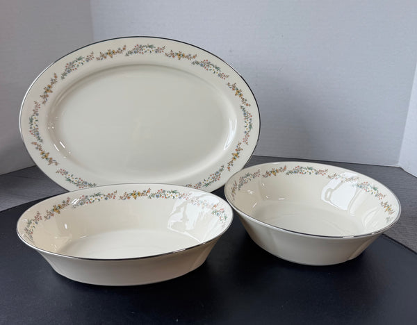 (F) 3-Piece Gorham Rondelle China Serving Set