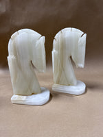 Pair Of Onyx Horsehead Bookends READ DESCRIPTION