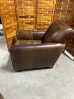 Leather Craft Chair and Ottoman