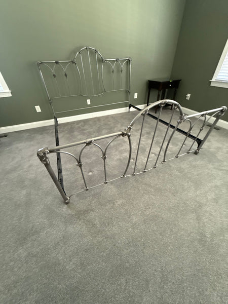 King Metal Bed with Side Rails; No Support Slats Included