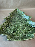Ceramic Botanical Green Christmas Tree Plate // 2 Available // PRICED INDIVIDUALLY