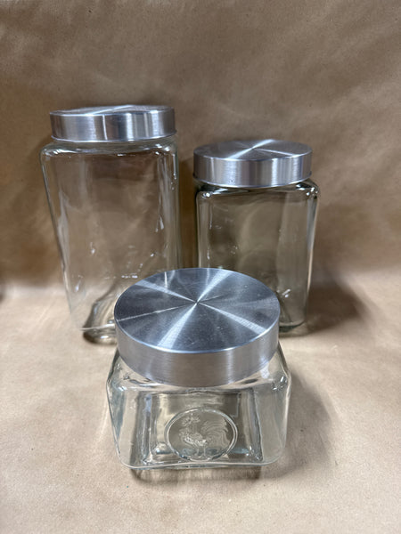 3 Piece Glass Canister Set
