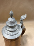 (D) Wooden Beer Stein With Pewter Lid  *** READ DESCRIPTION ***