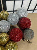 16 pc Shimmery/Glitter Ornaments, Lot J