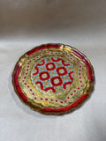 Round Gold And Red Scalloped Edge Italian Florentine Tray