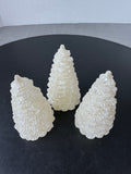 Trio of Pottery Barn Frosted White Christmas Tree Wax Candles