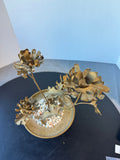 Vintage Bronzed Metal Flower Candelabra