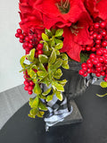 Faux Amaryllis & Berry Topiary in Urn