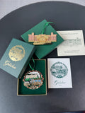 Pair of Assorted Gold Metal Resort Ornaments in Boxes