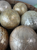 Round Woven Basket with Decorative Spheres