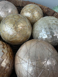 Round Woven Basket with Decorative Spheres