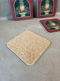 Pineapple Cork Back Coasters - Set Of 4 - (D)