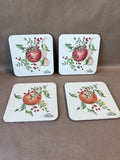 Lenox Williamsburg Fruit Corkback Coasters - Set Of 4 - (C)