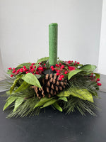 Faux Fruit & Hollyberries Candle Centerpiece