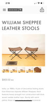 William Sheppe Style Leather Stool, 2 Available, PRICED INDIVIDUALLY, $195 Each