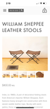 William Sheppe Style Leather Stool, 2 Available, PRICED INDIVIDUALLY, $195 Each