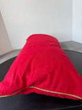 Christmas Embroidered Red Rectangular Throw Pillow