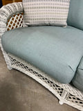 White Wicker Sofa with Cushions