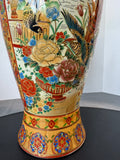 Japanese Vintage Satsuma Style Large Porcelain Fluted Vase